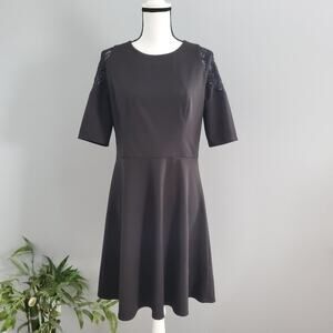 London Times Short Sleeve Lace Shoulder Dress 12